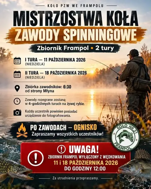 Zawody spinningowe w Frampolu – dwie tury w październiku