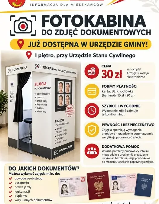 Fotokabina w Urzędzie Gminy Obsza – zdjęcia do dokumentów na miejscu