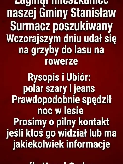 Zaginiony mieszkaniec gminy Aleksandrów odnaleziony – akcja poszukiwawcza zakończona sukcesem