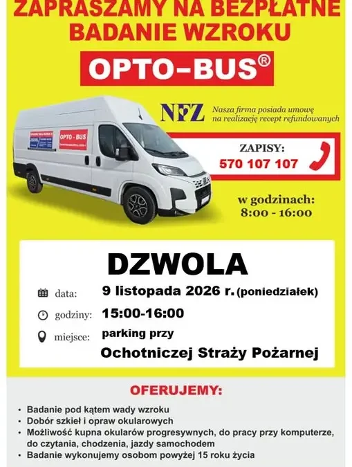 Bezpłatne badanie wzroku w Dzwoli – 9 listopada 2026