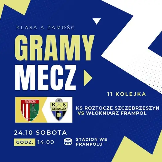 11. kolejka Zamojskiej Klasy A: Roztocze Szczebrzeszyn zmierzy się z Włókniarzem Frampol