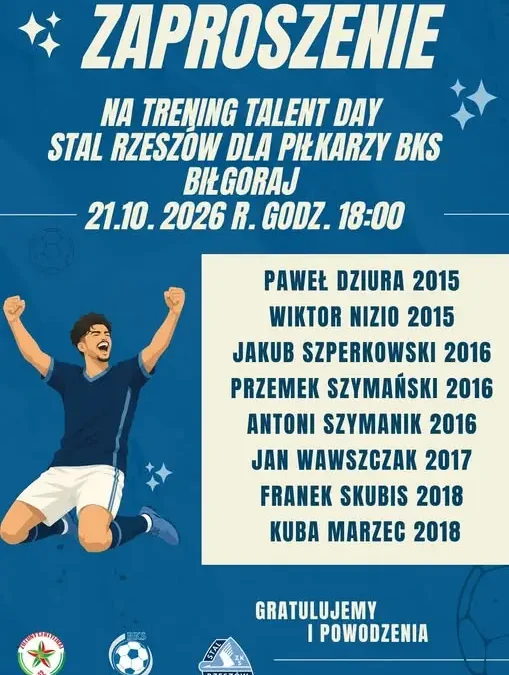 Młodzi piłkarze z Biłgoraja zaproszeni na Talent Day Stali Rzeszów