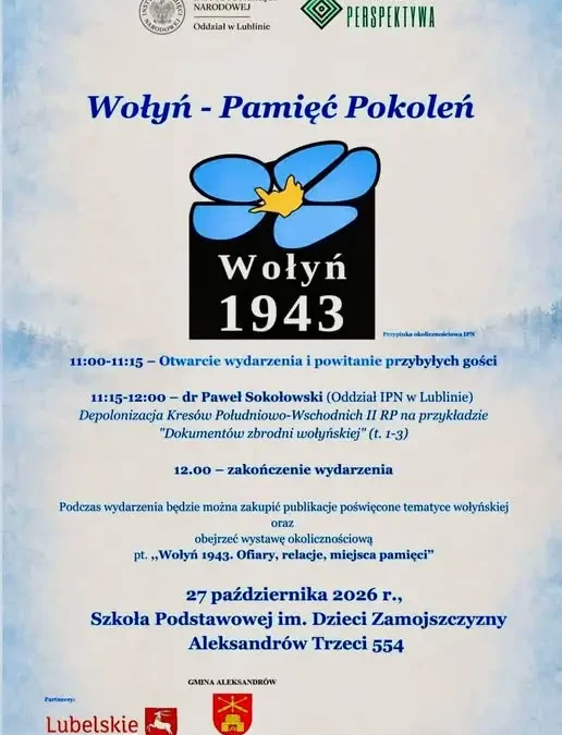 Aleksandrów Trzeci upamiętni ofiary Wołynia – koncert, wystawa i prelekcja IPN