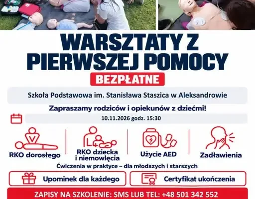 Bezpłatne warsztaty pierwszej pomocy w Aleksandrowie – ratuj życie z OSP Kostrzyna-Kotary