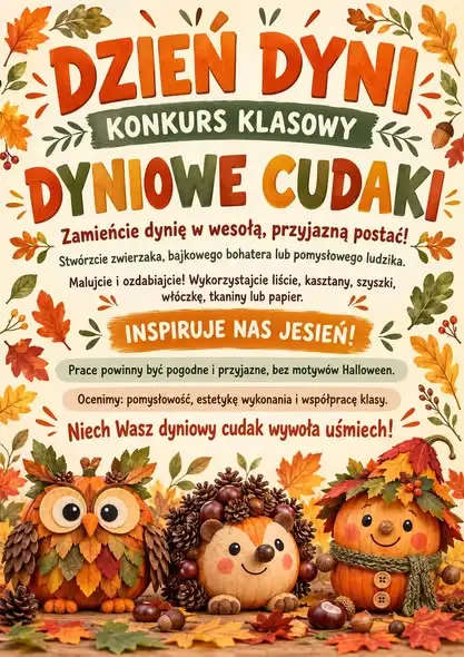 Dzień Dyni w szkole – konkurs „Dyniowe cudaki” i pomarańczowy dress code