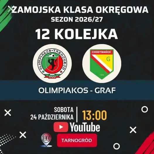 Olimpiakos Tarnogród zmierzy się z Grafem Chodywańce w 12. kolejce