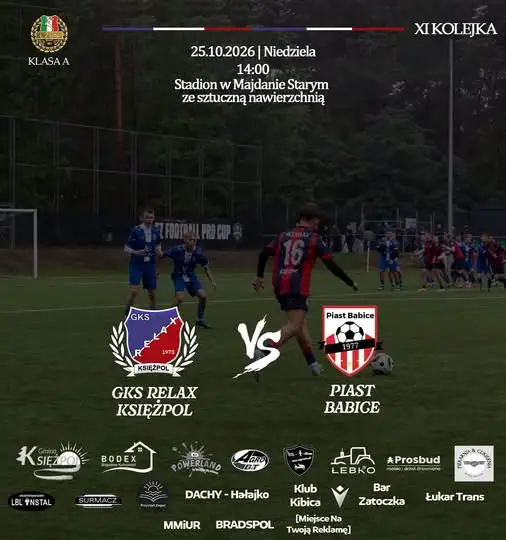 GKS Relax Księżpol zagra z Piastem Babice w XI kolejce Zamojskiej Klasy A