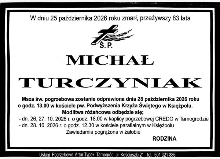 Zmarł śp. Michał Turczyniak – zasłużony strażak i członek Zarządu OSP Księżpol