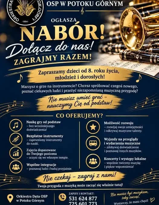 Orkiestra Dęta z Potoku Górnego zaprasza na nabór – zagrają nawet ci, którzy nie mieli instrumentu w ręku